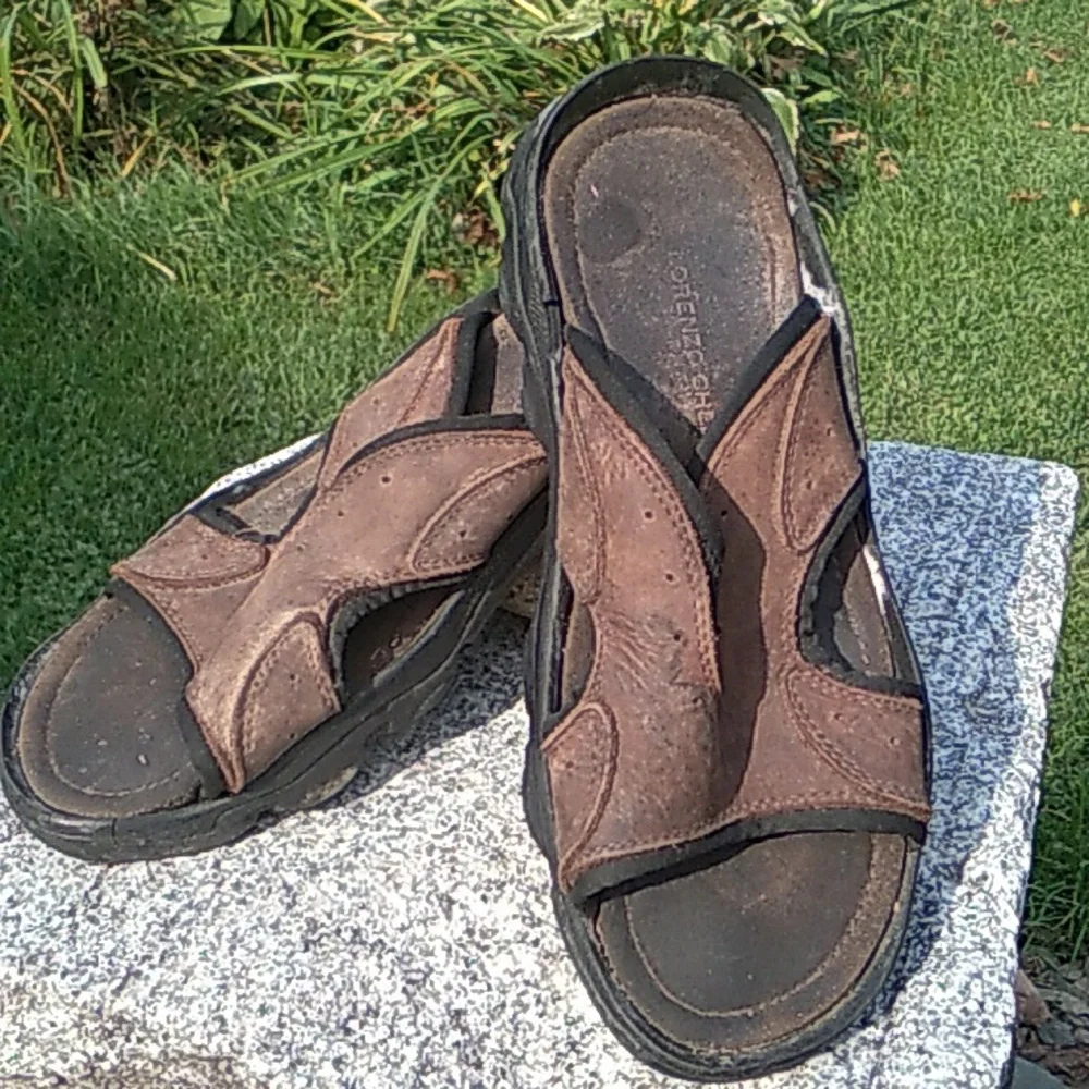 ITALIAN SANDALS Lorenzo Chelini LEATHER BROWN Sz 9 1/2